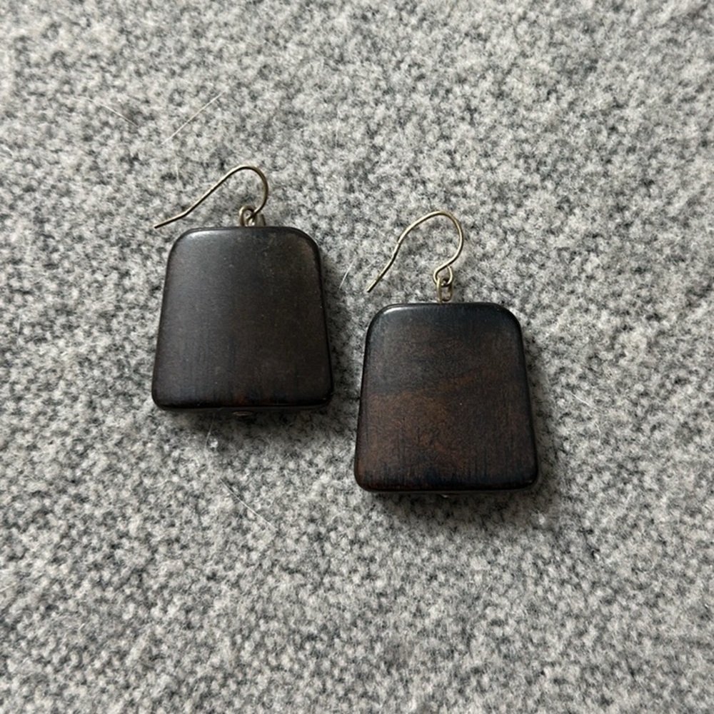 Brown Wooden Dangle Earrings